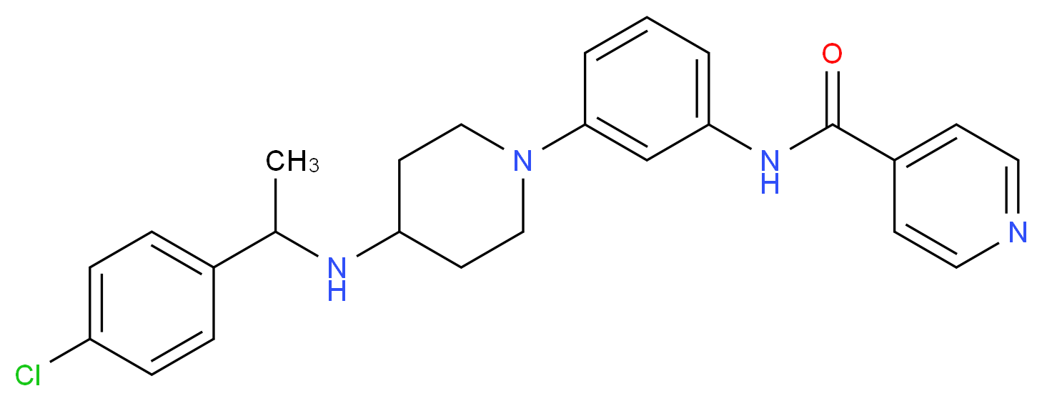 N-[3-(4-{[1-(4-chlorophenyl)ethyl]amino}-1-piperidinyl)phenyl]isonicotinamide_分子结构_CAS_)