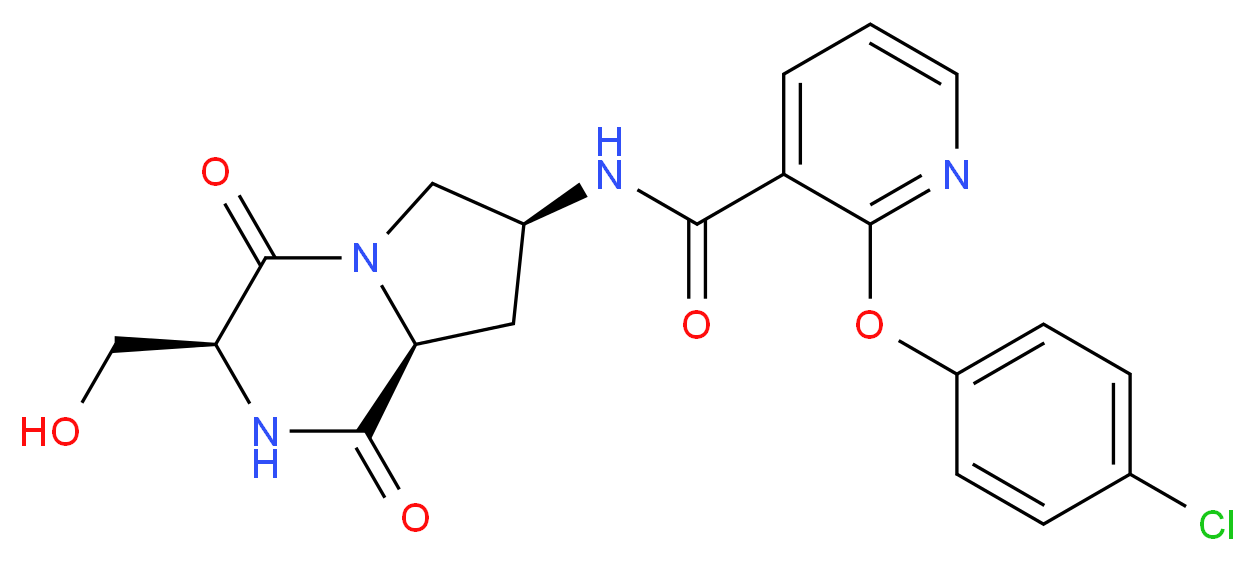 2-(4-chlorophenoxy)-N-[(3S,7S,8aS)-3-(hydroxymethyl)-1,4-dioxooctahydropyrrolo[1,2-a]pyrazin-7-yl]nicotinamide_分子结构_CAS_)
