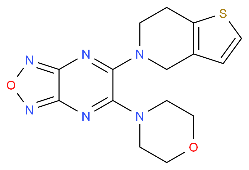 5-(6,7-dihydrothieno[3,2-c]pyridin-5(4H)-yl)-6-(4-morpholinyl)[1,2,5]oxadiazolo[3,4-b]pyrazine_分子结构_CAS_)