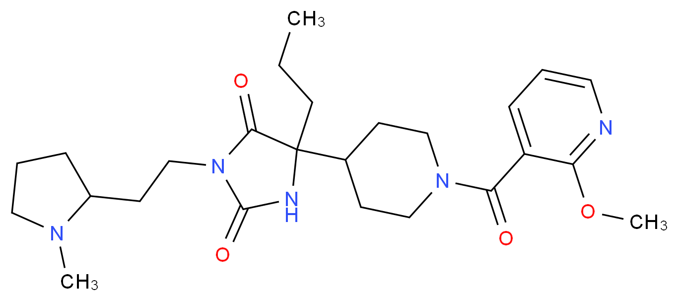 5-{1-[(2-methoxy-3-pyridinyl)carbonyl]-4-piperidinyl}-3-[2-(1-methyl-2-pyrrolidinyl)ethyl]-5-propyl-2,4-imidazolidinedione_分子结构_CAS_)