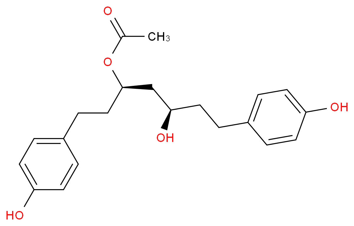 (3R,5R)-5-hydroxy-1,7-bis(4-hydroxyphenyl)heptan-3-yl acetate_分子结构_CAS_1269839-24-8