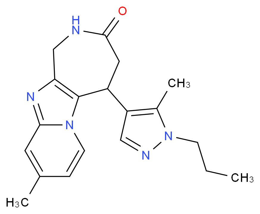 9-methyl-5-(5-methyl-1-propyl-1H-pyrazol-4-yl)-1,2,4,5-tetrahydro-3H-pyrido[1',2':1,2]imidazo[4,5-c]azepin-3-one_分子结构_CAS_)
