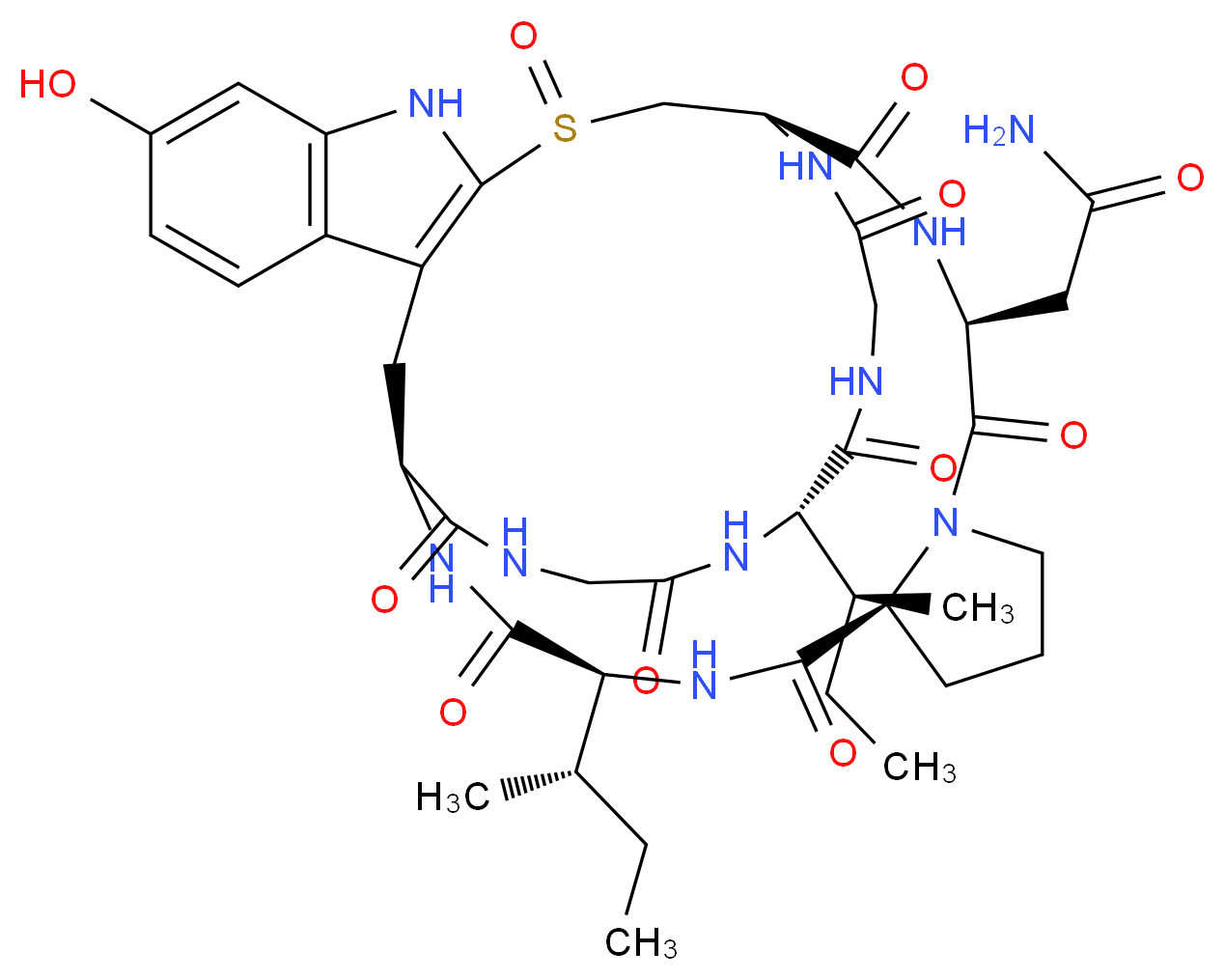 2-[(1R,4S,10S,13S,16S,34S)-13,34-bis[(2S)-butan-2-yl]-22-hydroxy-2,5,11,14,27,30,33,36,39-nonaoxo-27λ<sup>4</sup>-thia-3,6,12,15,25,29,32,35,38-nonaazapentacyclo[14.12.11.0<sup>6</sup>,<sup>1</sup><sup>0</sup>.0<sup>1</sup><sup>8</sup>,<sup>2</sup><sup>6</sup>.0<sup>1</sup><sup>9</sup>,<sup>2</sup><sup>4</sup>]nonatriaconta-18(26),19,21,23-tetraen-4-yl]acetamide_分子结构_CAS_54532-46-6