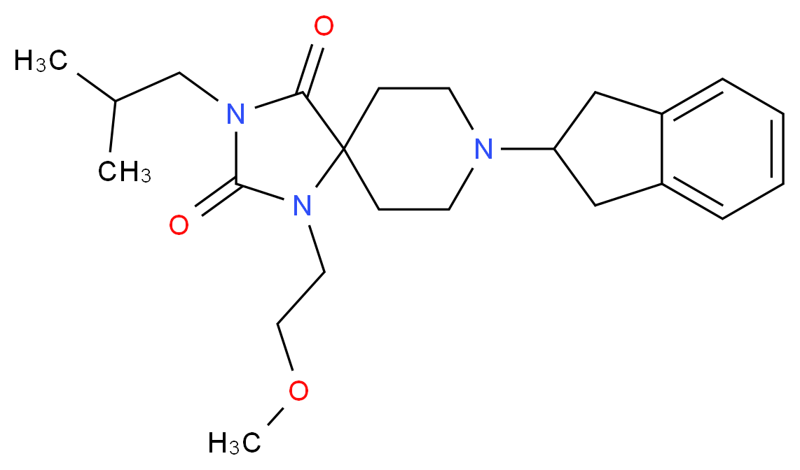 8-(2,3-dihydro-1H-inden-2-yl)-3-isobutyl-1-(2-methoxyethyl)-1,3,8-triazaspiro[4.5]decane-2,4-dione_分子结构_CAS_)