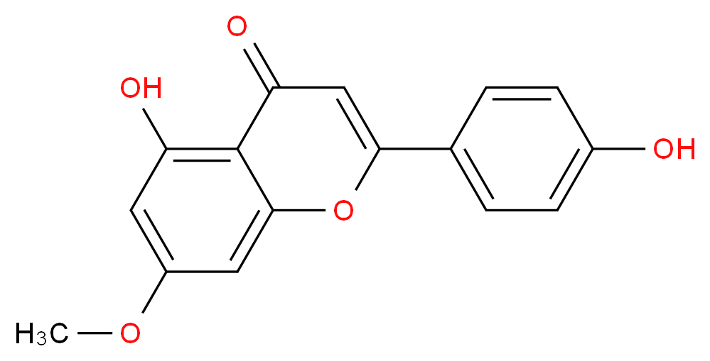 5-hydroxy-2-(4-hydroxyphenyl)-7-methoxy-4H-chromen-4-one_分子结构_CAS_437-64-9