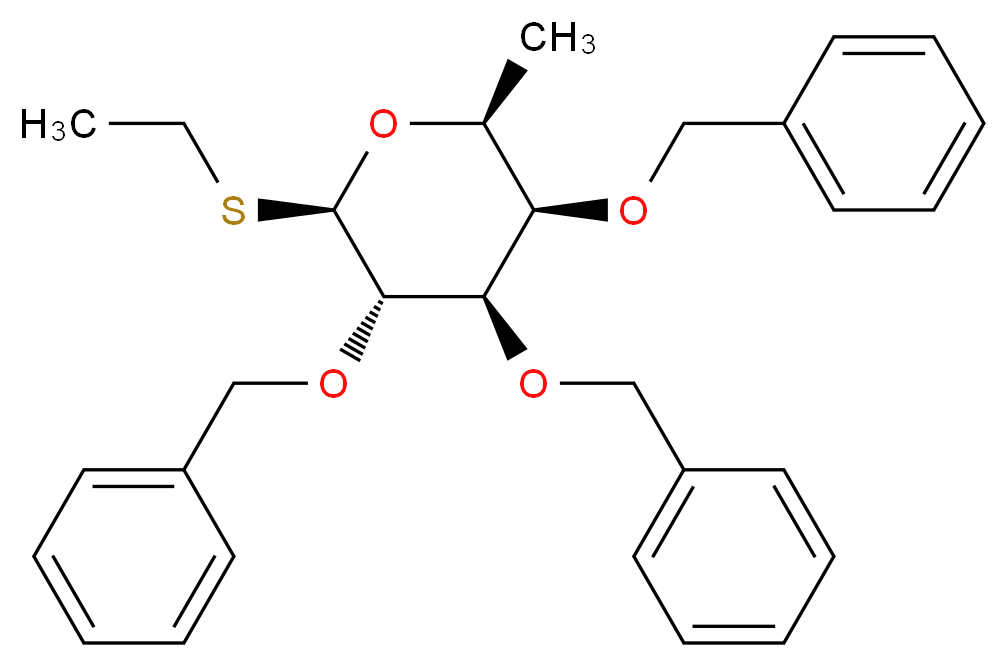 (2R,3S,4R,5R,6S)-3,4,5-tris(benzyloxy)-2-(ethylsulfanyl)-6-methyloxane_分子结构_CAS_99409-34-4