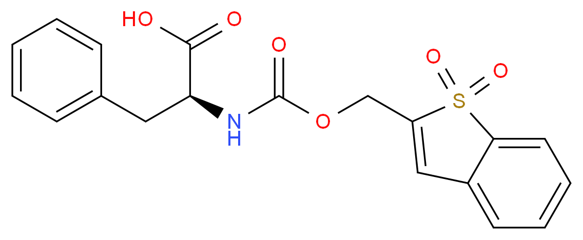(2S)-2-({[(1,1-dioxo-1λ<sup>6</sup>-benzothiophen-2-yl)methoxy]carbonyl}amino)-3-phenylpropanoic acid_分子结构_CAS_197245-19-5
