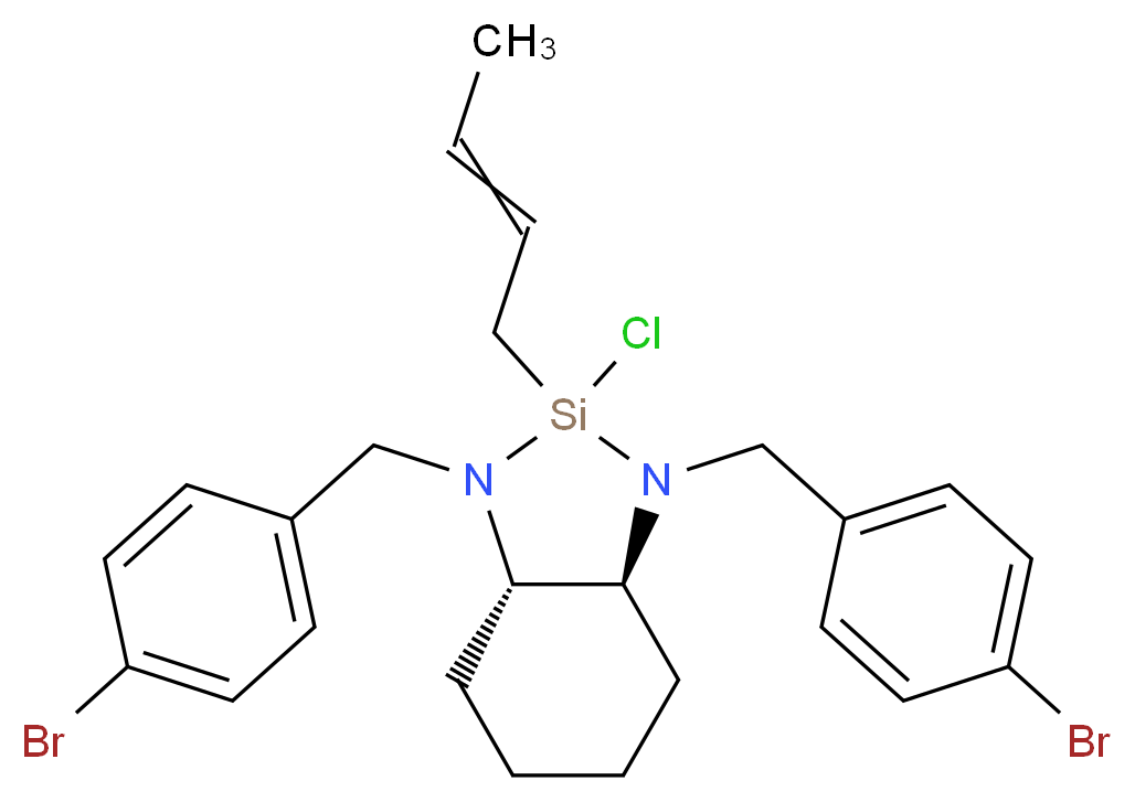 (3aS,7aS)-1,3-bis[(4-bromophenyl)methyl]-2-(but-2-en-1-yl)-2-chloro-octahydro-1H-1,3,2-benzodiazasilole_分子结构_CAS_1072220-37-1