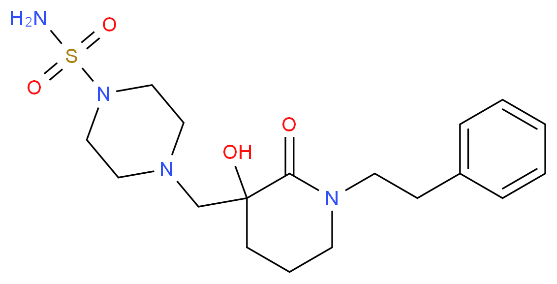 4-{[3-hydroxy-2-oxo-1-(2-phenylethyl)piperidin-3-yl]methyl}piperazine-1-sulfonamide_分子结构_CAS_)