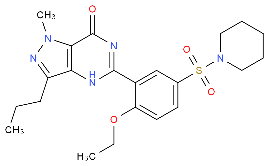 5-[2-ethoxy-5-(piperidine-1-sulfonyl)phenyl]-1-methyl-3-propyl-1H,4H,7H-pyrazolo[4,3-d]pyrimidin-7-one_分子结构_CAS_371959-09-0