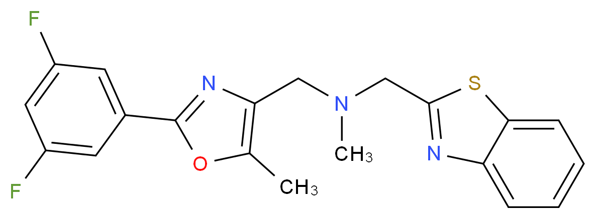 (1,3-benzothiazol-2-ylmethyl){[2-(3,5-difluorophenyl)-5-methyl-1,3-oxazol-4-yl]methyl}methylamine_分子结构_CAS_)