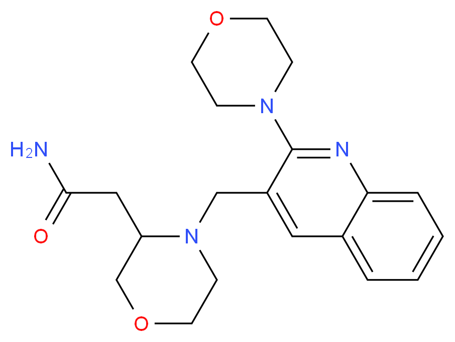 2-(4-{[2-(4-morpholinyl)-3-quinolinyl]methyl}-3-morpholinyl)acetamide_分子结构_CAS_)