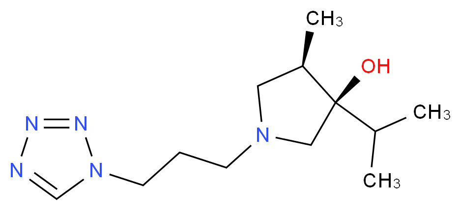 (3R*,4R*)-3-isopropyl-4-methyl-1-[3-(1H-tetrazol-1-yl)propyl]-3-pyrrolidinol_分子结构_CAS_)