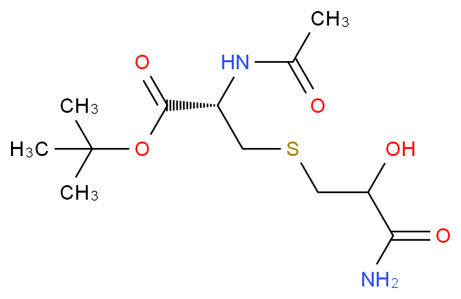 tert-butyl (2S)-3-[(2-carbamoyl-2-hydroxyethyl)sulfanyl]-2-acetamidopropanoate_分子结构_CAS_1079950-08-5