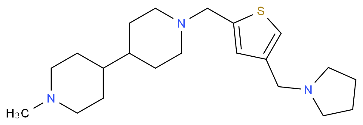 1-methyl-1'-{[4-(1-pyrrolidinylmethyl)-2-thienyl]methyl}-4,4'-bipiperidine_分子结构_CAS_)