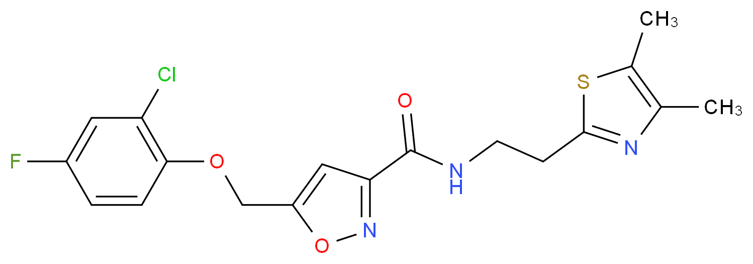 5-[(2-chloro-4-fluorophenoxy)methyl]-N-[2-(4,5-dimethyl-1,3-thiazol-2-yl)ethyl]-3-isoxazolecarboxamide_分子结构_CAS_)