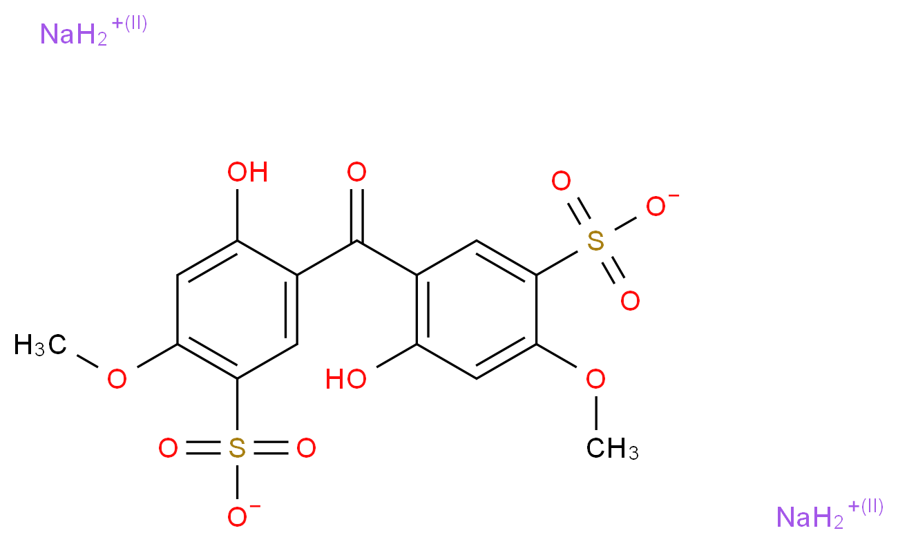 disodium 4-hydroxy-5-(2-hydroxy-4-methoxy-5-sulfonatobenzoyl)-2-methoxybenzene-1-sulfonate_分子结构_CAS_76656-36-5