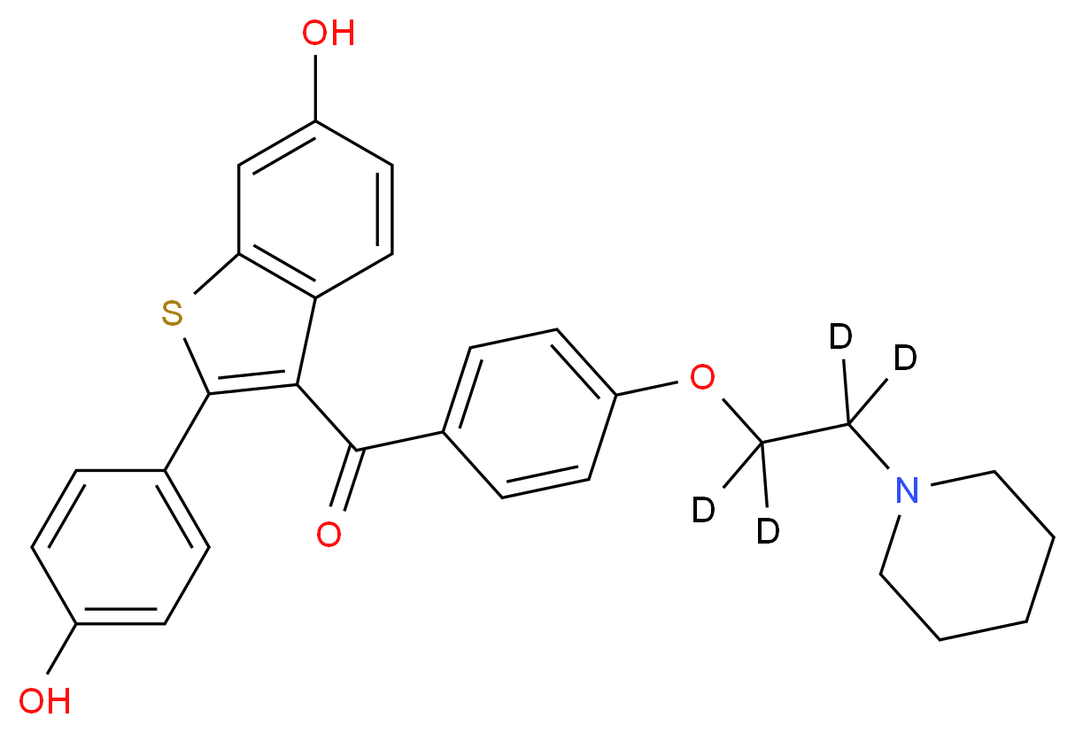 2-(4-hydroxyphenyl)-3-{4-[2-(piperidin-1-yl)(<sup>2</sup>H<sub>4</sub>)ethoxy]benzoyl}-1-benzothiophen-6-ol_分子结构_CAS_1185076-44-1