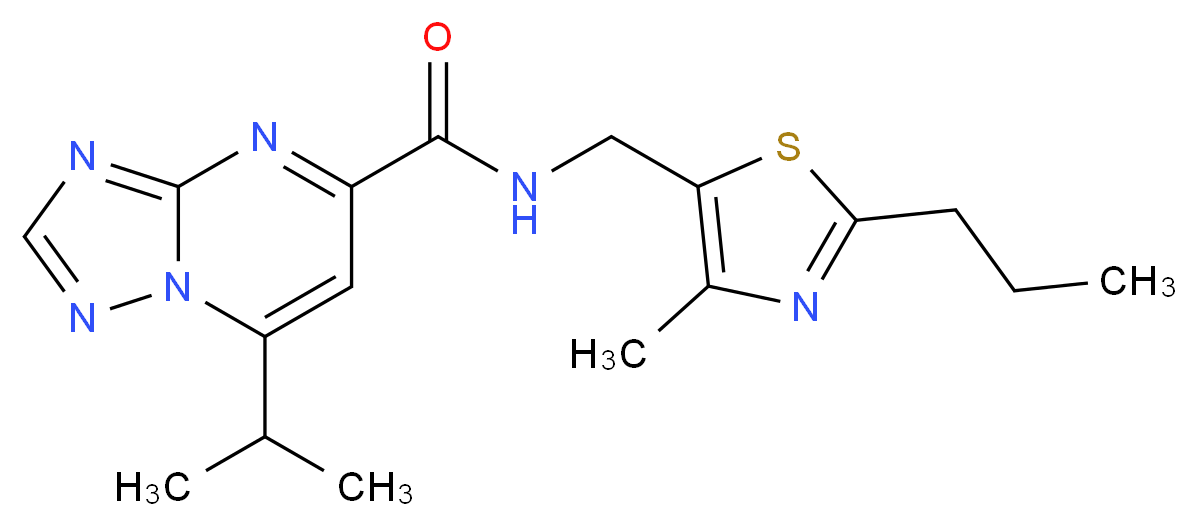 7-isopropyl-N-[(4-methyl-2-propyl-1,3-thiazol-5-yl)methyl][1,2,4]triazolo[1,5-a]pyrimidine-5-carboxamide_分子结构_CAS_)