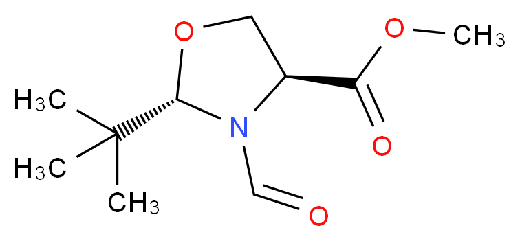 (2S,4R)-2-(tert-Butyl)-3-formyl-4-oxazolidinecarboxylic Acid Methyl Ester_分子结构_CAS_131233-89-1)