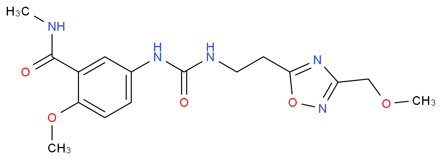 2-methoxy-5-{[({2-[3-(methoxymethyl)-1,2,4-oxadiazol-5-yl]ethyl}amino)carbonyl]amino}-N-methylbenzamide_分子结构_CAS_)