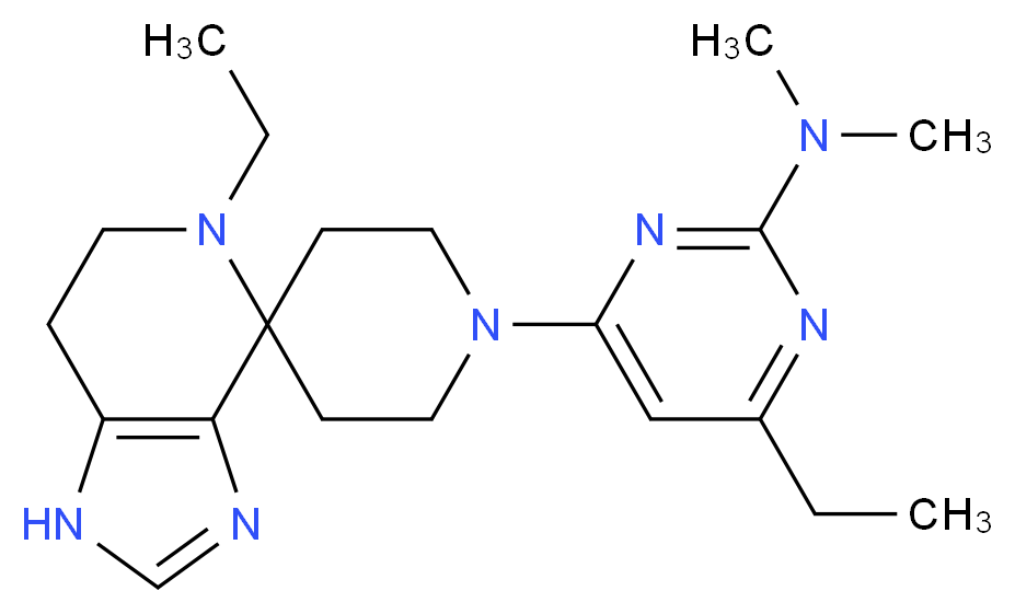 4-ethyl-6-(5-ethyl-1,5,6,7-tetrahydro-1'H-spiro[imidazo[4,5-c]pyridine-4,4'-piperidin]-1'-yl)-N,N-dimethylpyrimidin-2-amine_分子结构_CAS_)