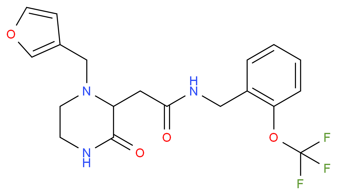 2-[1-(3-furylmethyl)-3-oxo-2-piperazinyl]-N-[2-(trifluoromethoxy)benzyl]acetamide_分子结构_CAS_)