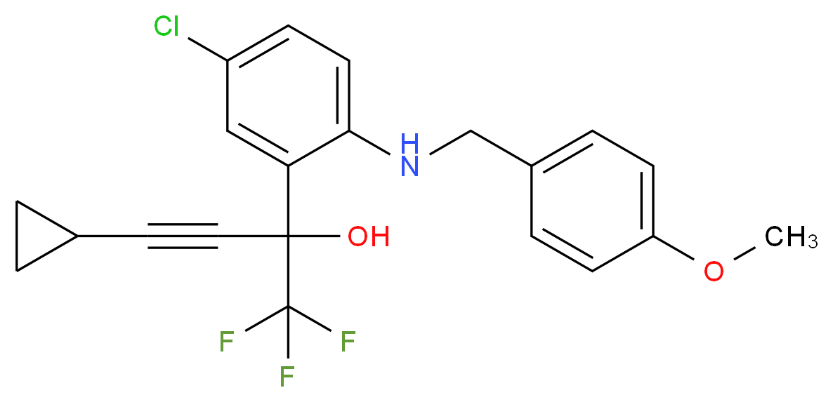 rac 5-Chloro-α-(cyclopropylethynyl)-2-[[(4-methoxyphenyl)methyl]amino]-α-(trifluoromethyl)benzenemethanol_分子结构_CAS_221177-56-6)