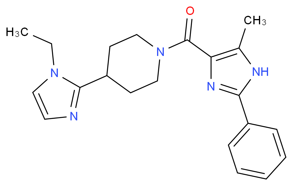 4-(1-ethyl-1H-imidazol-2-yl)-1-[(5-methyl-2-phenyl-1H-imidazol-4-yl)carbonyl]piperidine_分子结构_CAS_)
