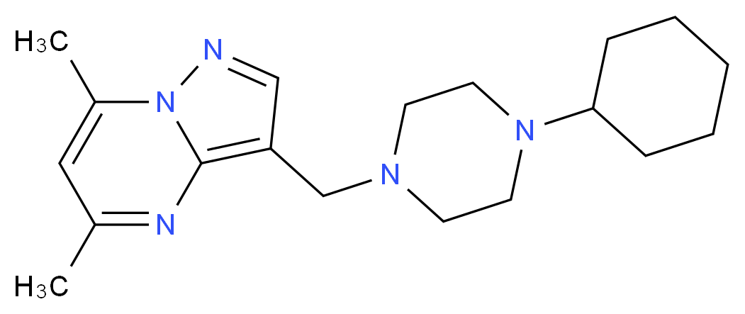3-[(4-cyclohexylpiperazin-1-yl)methyl]-5,7-dimethylpyrazolo[1,5-a]pyrimidine_分子结构_CAS_)