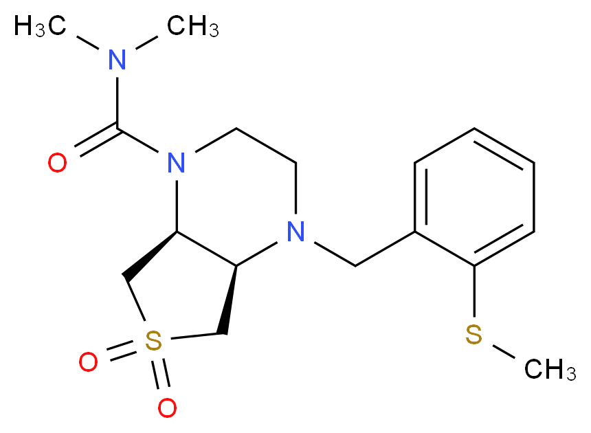 (4aR*,7aS*)-N,N-dimethyl-4-[2-(methylthio)benzyl]hexahydrothieno[3,4-b]pyrazine-1(2H)-carboxamide 6,6-dioxide_分子结构_CAS_)