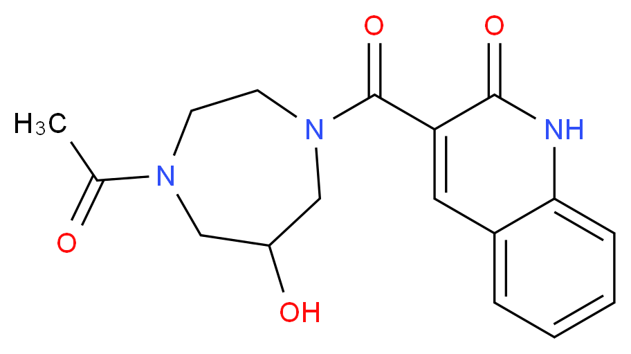 3-[(4-acetyl-6-hydroxy-1,4-diazepan-1-yl)carbonyl]quinolin-2(1H)-one_分子结构_CAS_)