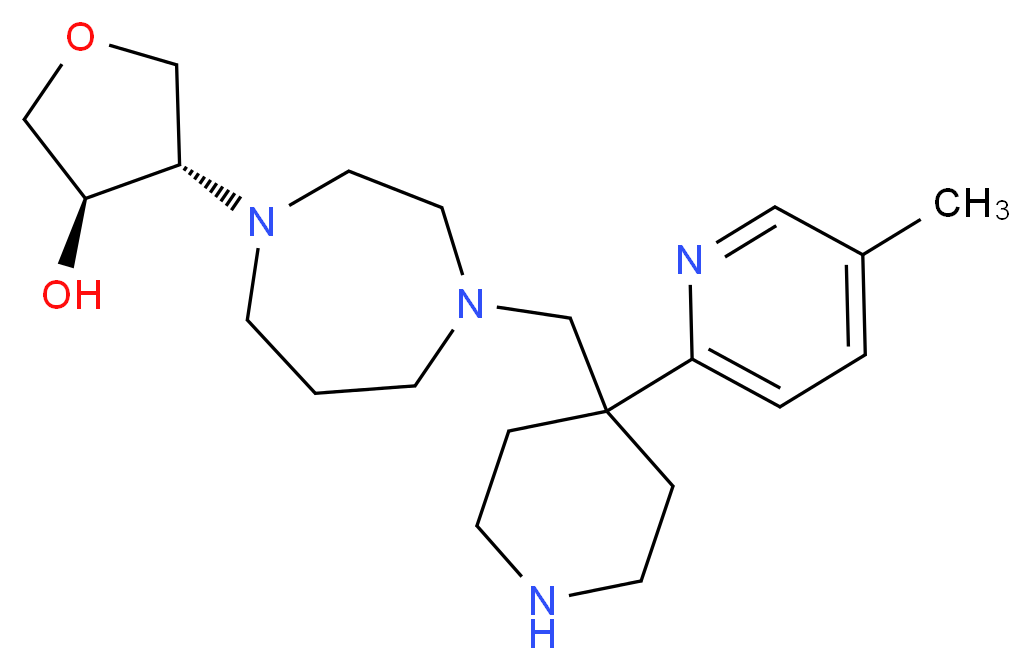 (3R*,4S*)-4-(4-{[4-(5-methylpyridin-2-yl)piperidin-4-yl]methyl}-1,4-diazepan-1-yl)tetrahydrofuran-3-ol_分子结构_CAS_)