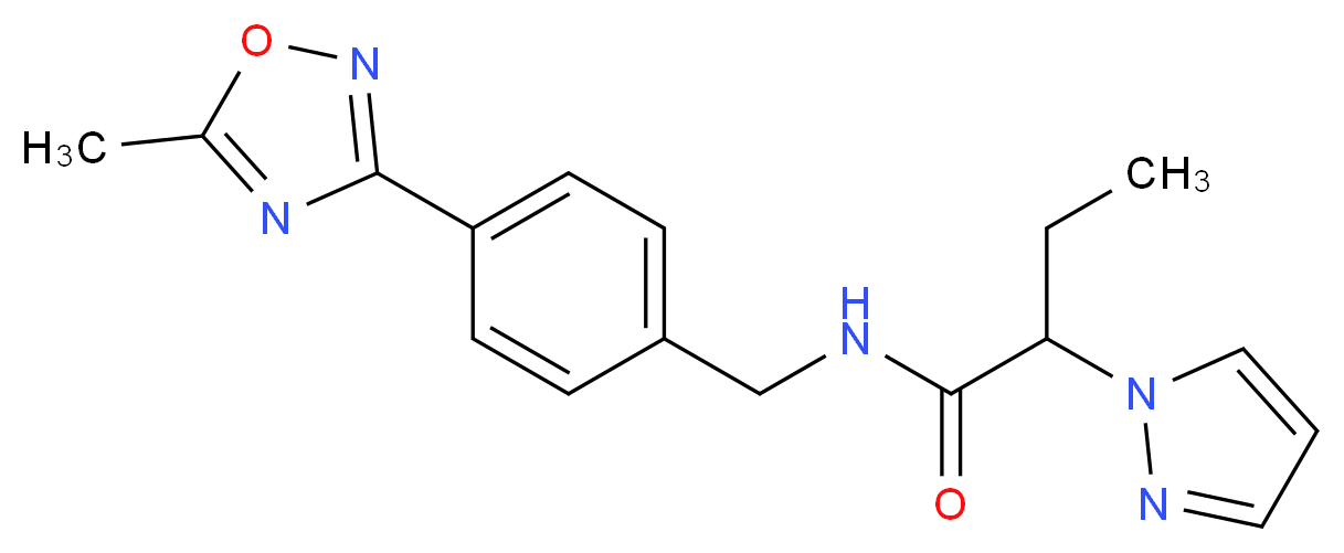 N-[4-(5-methyl-1,2,4-oxadiazol-3-yl)benzyl]-2-(1H-pyrazol-1-yl)butanamide_分子结构_CAS_)