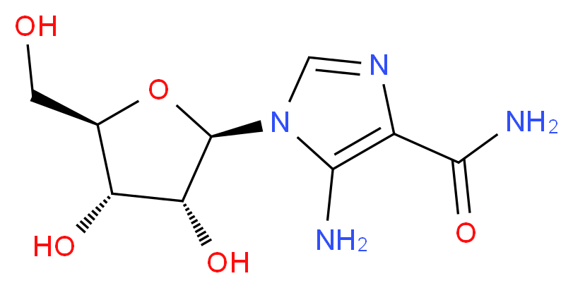 5-amino-1-[(2R,3R,4S,5R)-3,4-dihydroxy-5-(hydroxymethyl)oxolan-2-yl]-1H-imidazole-4-carboxamide_分子结构_CAS_2627-69-2
