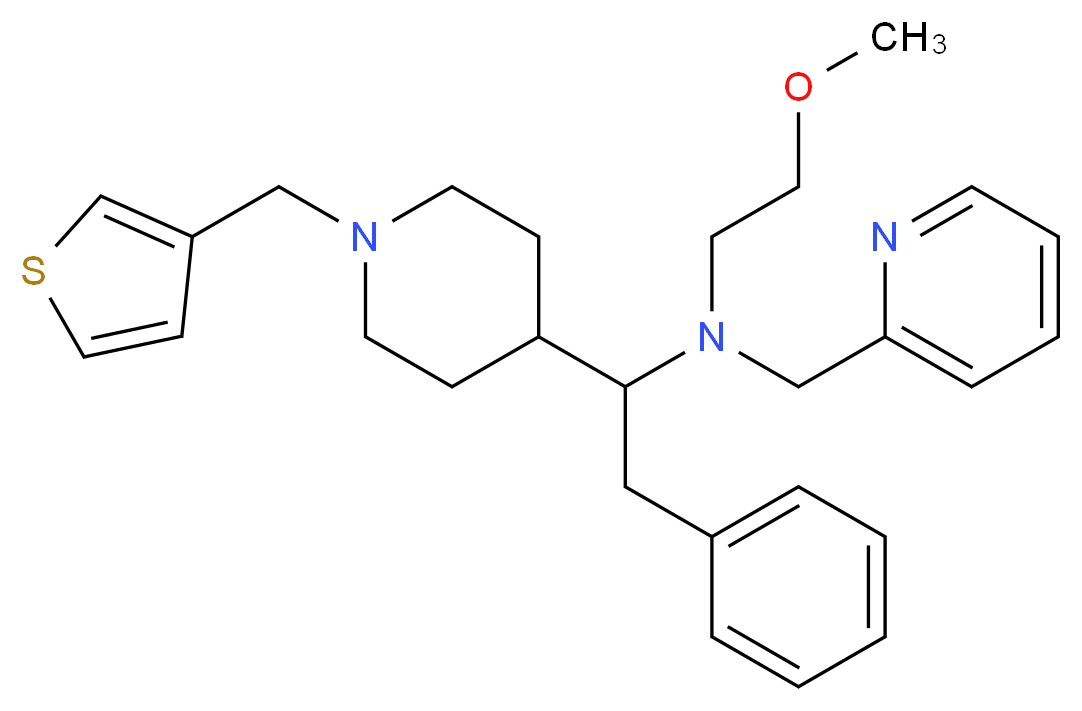 (2-methoxyethyl){2-phenyl-1-[1-(3-thienylmethyl)-4-piperidinyl]ethyl}(2-pyridinylmethyl)amine_分子结构_CAS_)