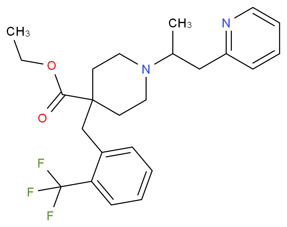 ethyl 1-[1-methyl-2-(2-pyridinyl)ethyl]-4-[2-(trifluoromethyl)benzyl]-4-piperidinecarboxylate_分子结构_CAS_)