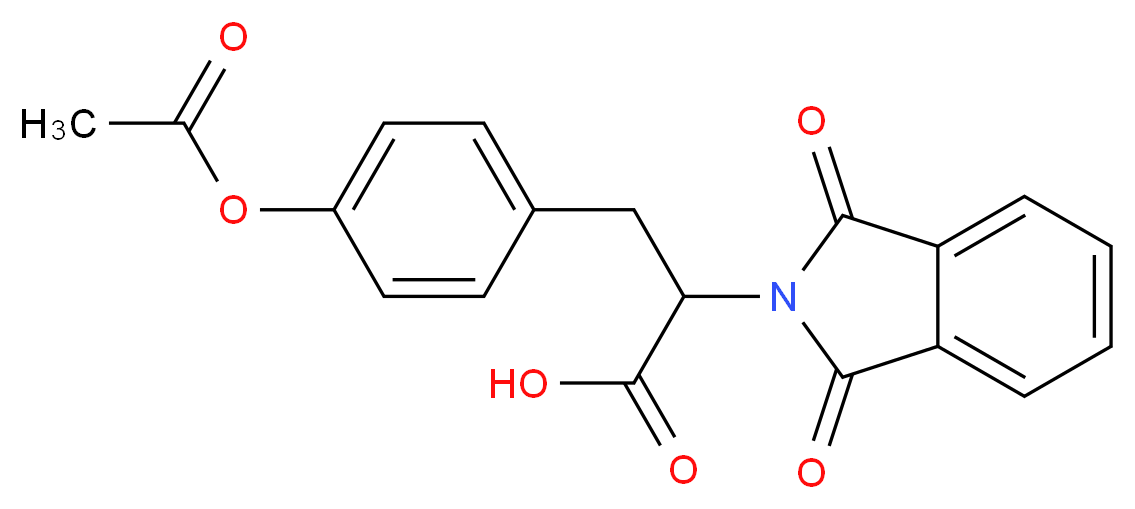 3-[4-(acetyloxy)phenyl]-2-(1,3-dioxo-2,3-dihydro-1H-isoindol-2-yl)propanoic acid_分子结构_CAS_65594-96-9