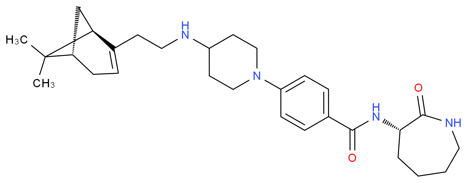 4-[4-({2-[(1R,5S)-6,6-dimethylbicyclo[3.1.1]hept-2-en-2-yl]ethyl}amino)-1-piperidinyl]-N-[(3S)-2-oxo-3-azepanyl]benzamide_分子结构_CAS_)