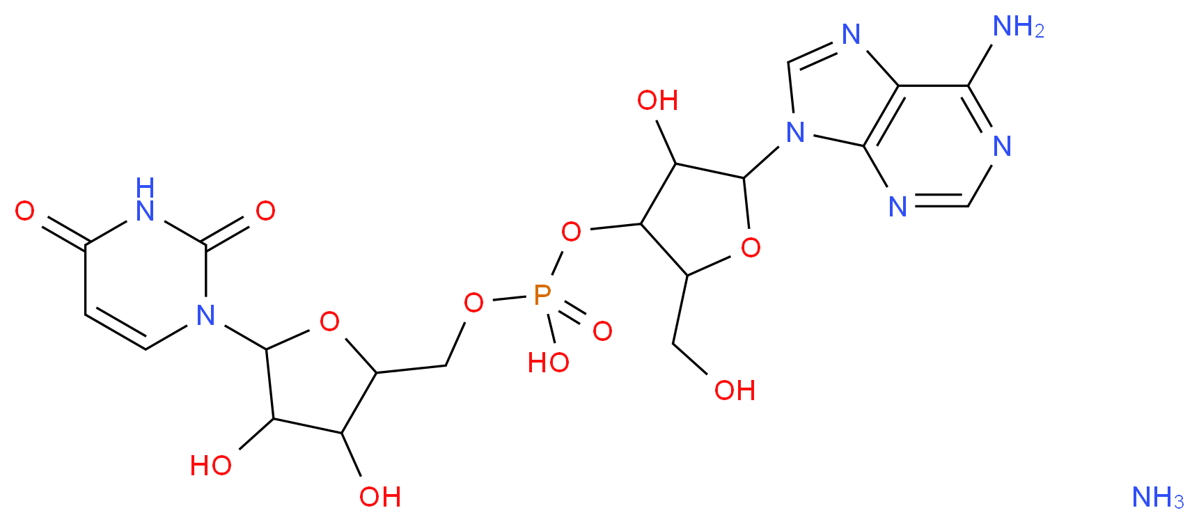 Adenylyl(3′→5′)uridine ammonium salt_分子结构_CAS_93839-87-3)