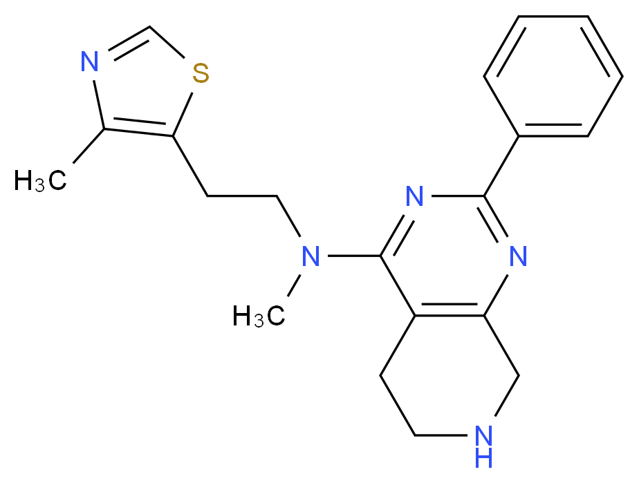 N-methyl-N-[2-(4-methyl-1,3-thiazol-5-yl)ethyl]-2-phenyl-5,6,7,8-tetrahydropyrido[3,4-d]pyrimidin-4-amine_分子结构_CAS_)