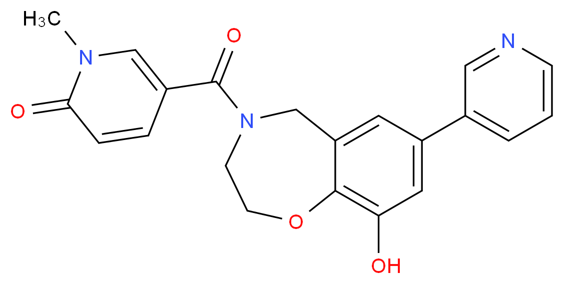 5-[(9-hydroxy-7-pyridin-3-yl-2,3-dihydro-1,4-benzoxazepin-4(5H)-yl)carbonyl]-1-methylpyridin-2(1H)-one_分子结构_CAS_)