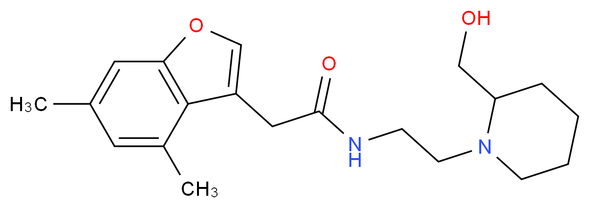2-(4,6-dimethyl-1-benzofuran-3-yl)-N-{2-[2-(hydroxymethyl)piperidin-1-yl]ethyl}acetamide_分子结构_CAS_)