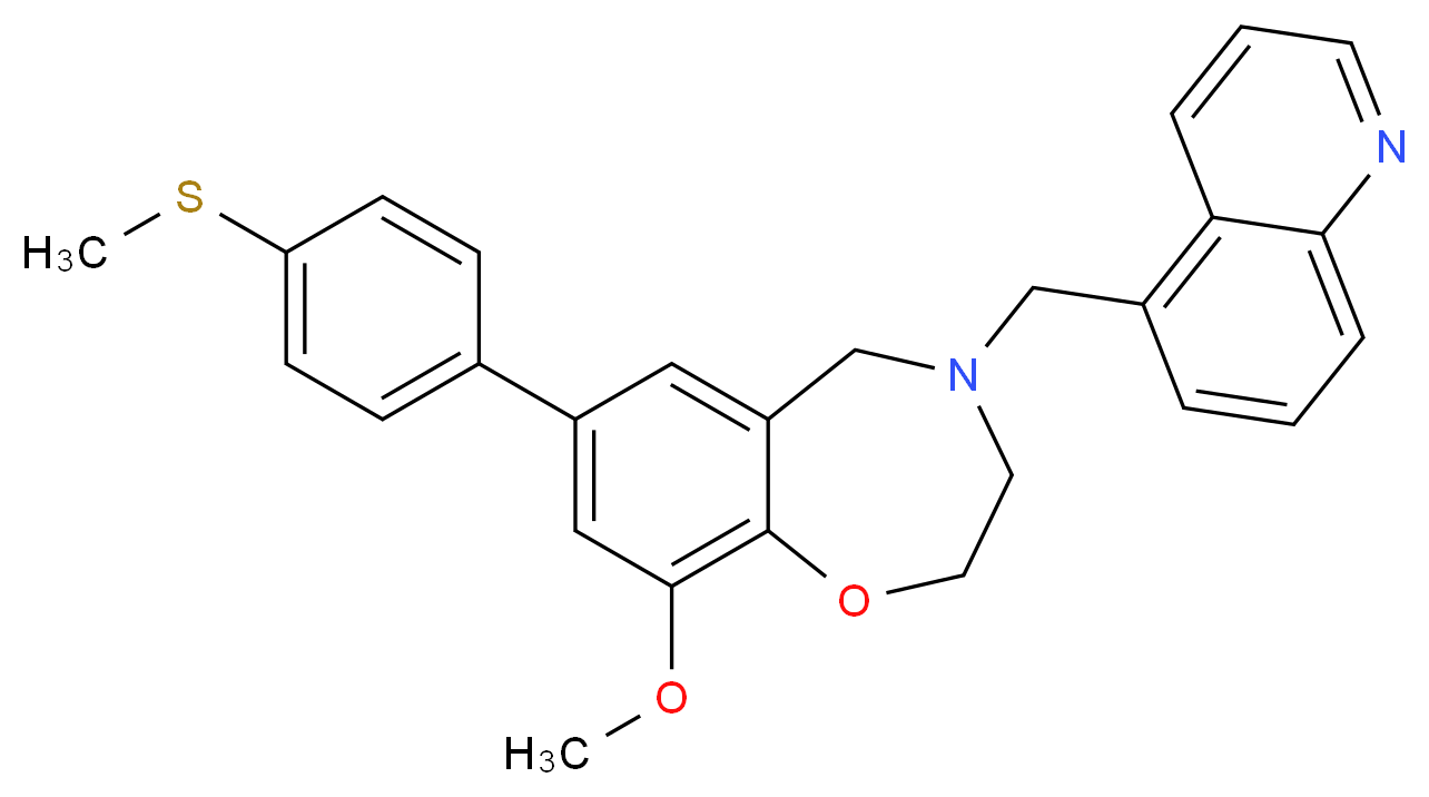 9-methoxy-7-[4-(methylthio)phenyl]-4-(5-quinolinylmethyl)-2,3,4,5-tetrahydro-1,4-benzoxazepine_分子结构_CAS_)