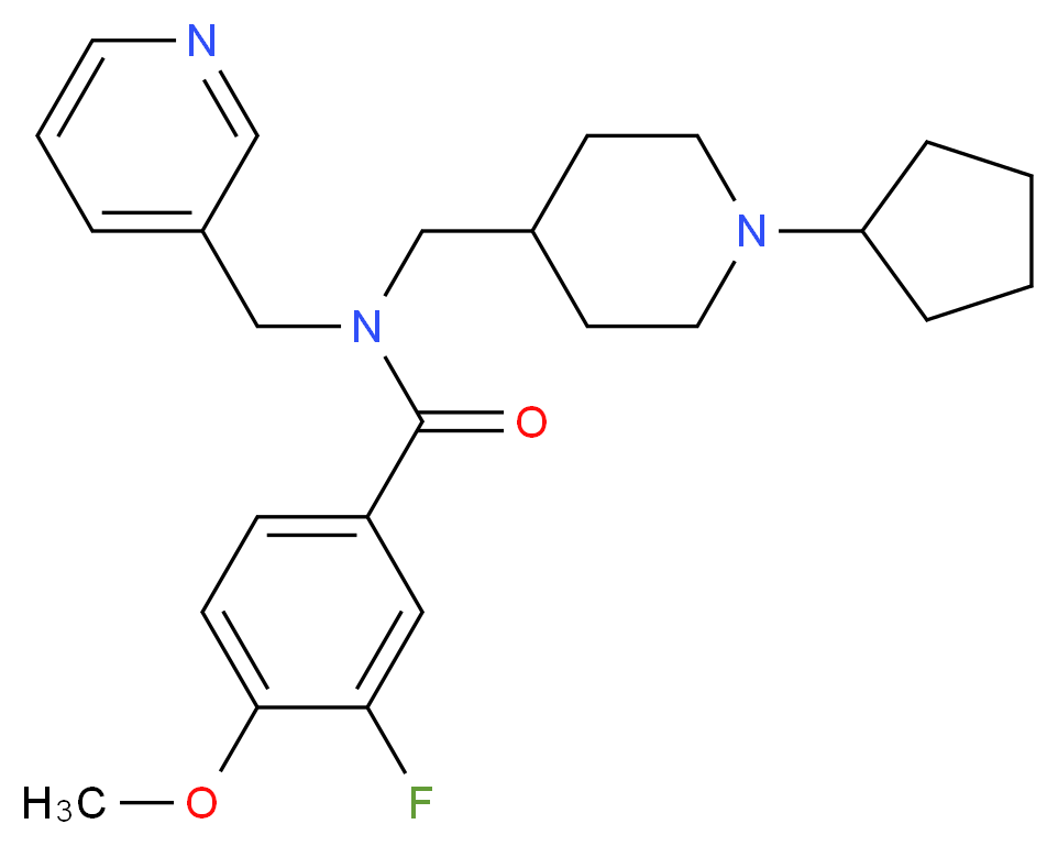 N-[(1-cyclopentyl-4-piperidinyl)methyl]-3-fluoro-4-methoxy-N-(3-pyridinylmethyl)benzamide_分子结构_CAS_)