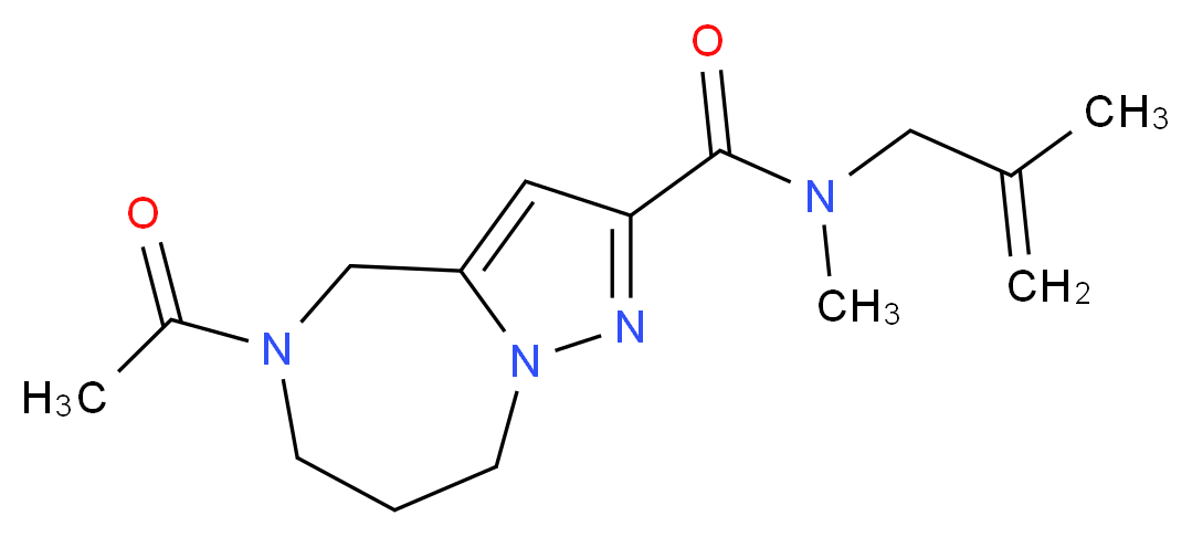5-acetyl-N-methyl-N-(2-methylprop-2-en-1-yl)-5,6,7,8-tetrahydro-4H-pyrazolo[1,5-a][1,4]diazepine-2-carboxamide_分子结构_CAS_)