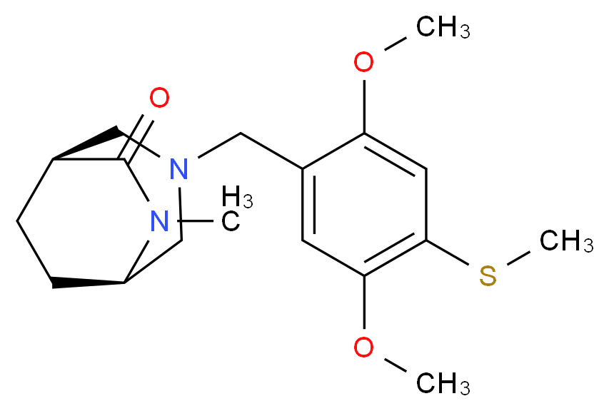 (1S*,5R*)-3-[2,5-dimethoxy-4-(methylthio)benzyl]-6-methyl-3,6-diazabicyclo[3.2.2]nonan-7-one_分子结构_CAS_)