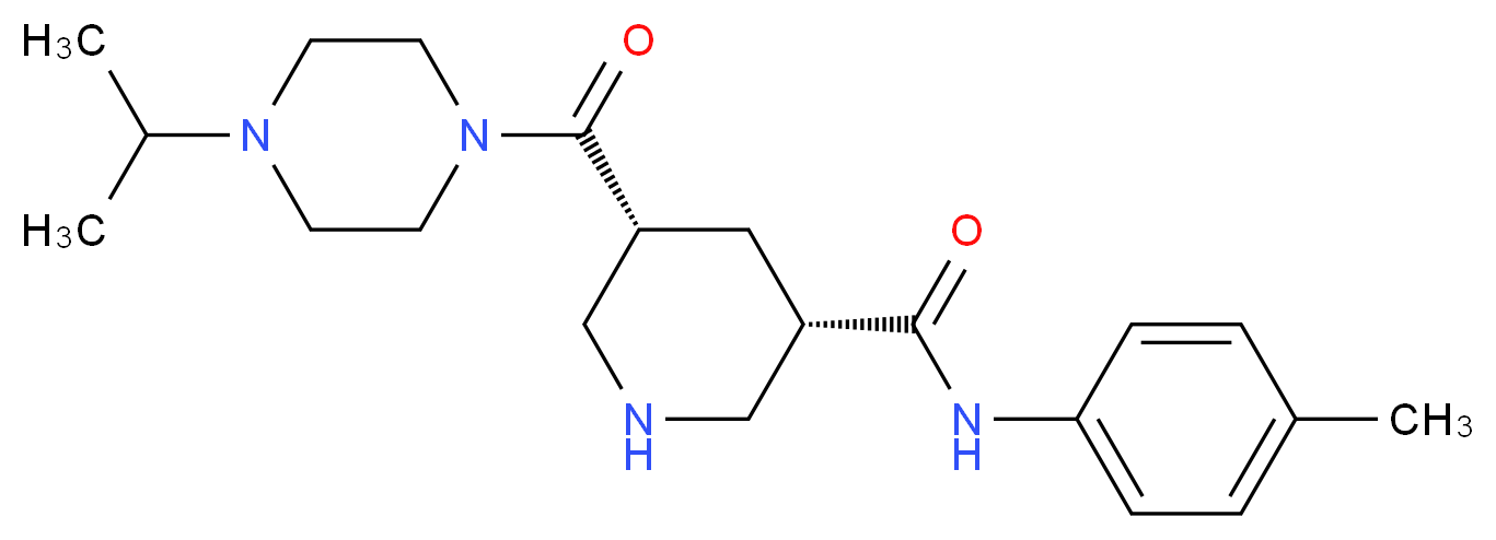 (3S*,5R*)-5-[(4-isopropylpiperazin-1-yl)carbonyl]-N-(4-methylphenyl)piperidine-3-carboxamide_分子结构_CAS_)