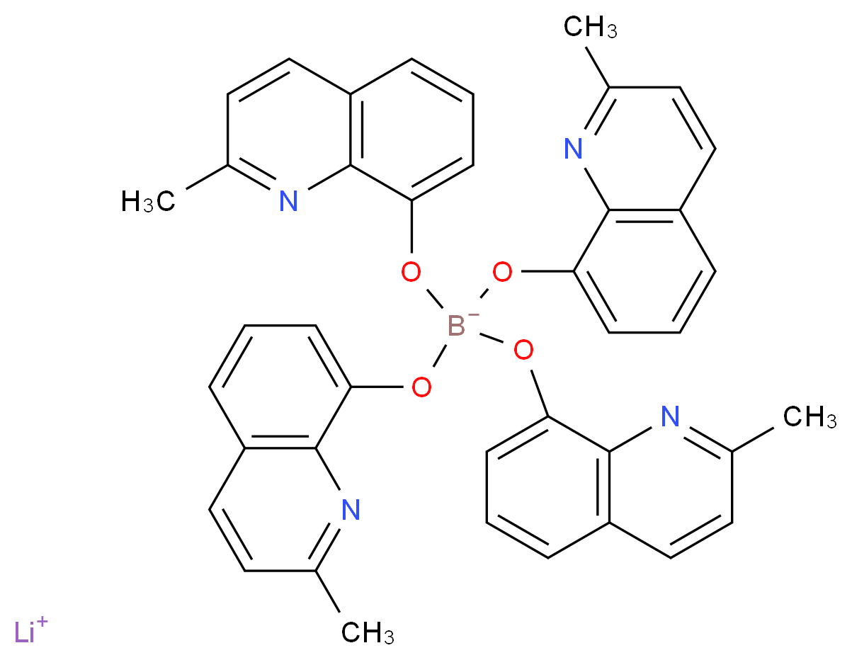 lithium(1+) ion tetrakis[(2-methylquinolin-8-yl)oxy]boranuide_分子结构_CAS_338949-42-1