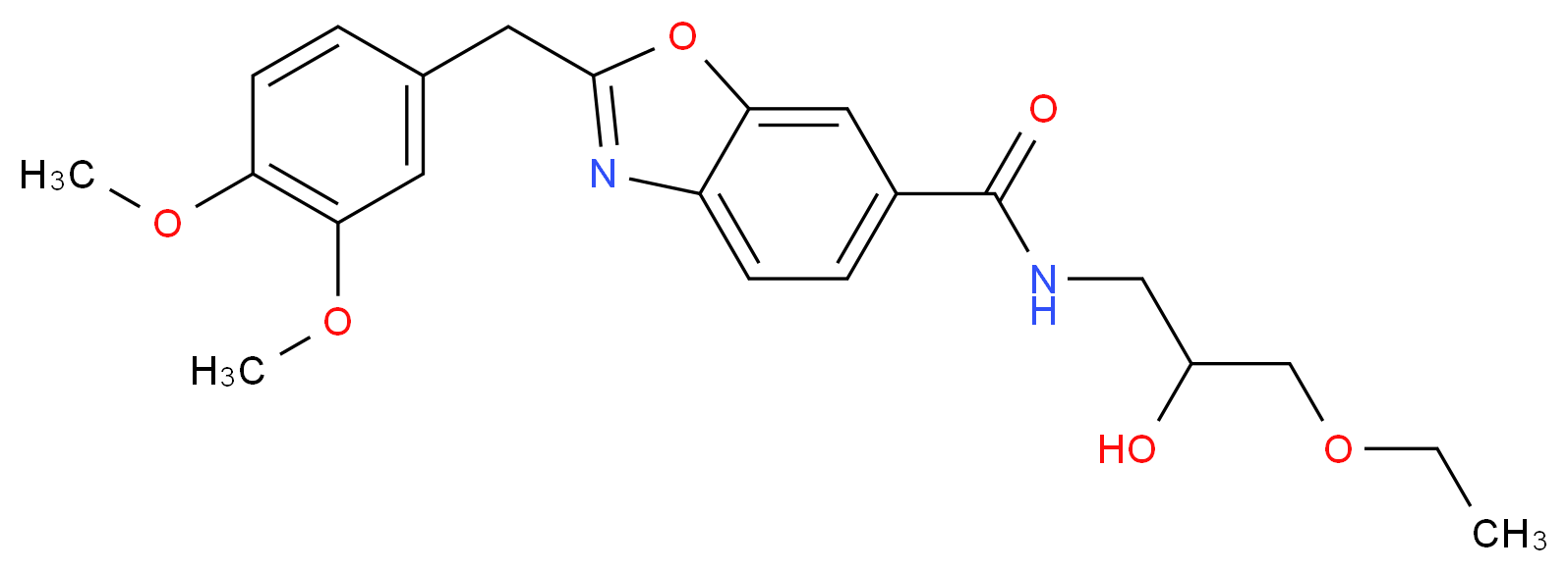 2-(3,4-dimethoxybenzyl)-N-(3-ethoxy-2-hydroxypropyl)-1,3-benzoxazole-6-carboxamide_分子结构_CAS_)